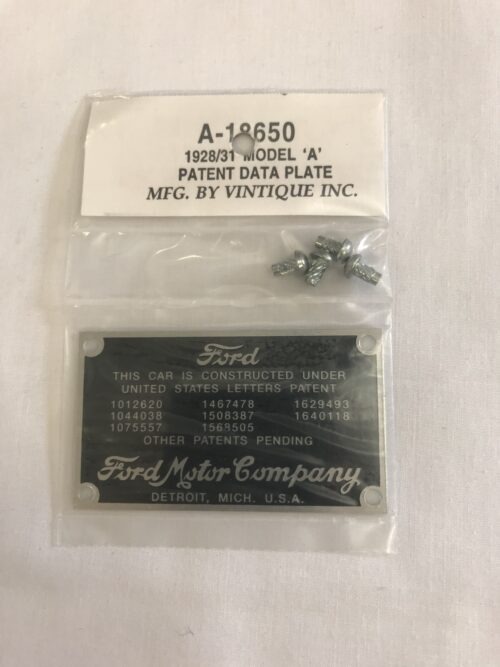DATA PLATE FORD MODEL A